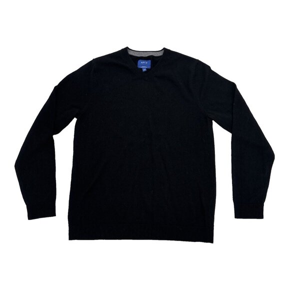 APT.9 Sweater Mens Small Black Merino Blend Long Sleeve Slim Fit Pullover - Picture 1 of 5